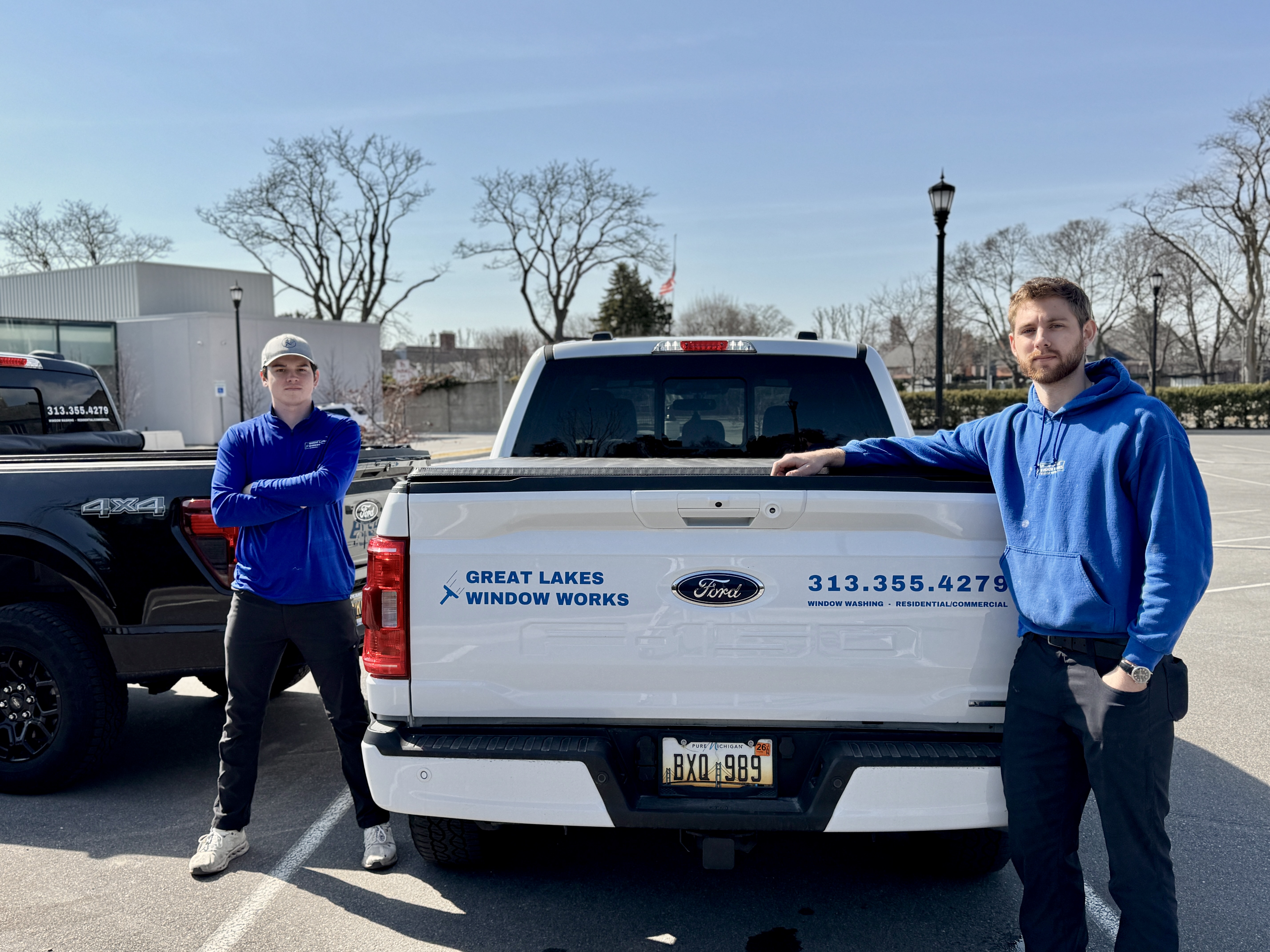 Our team cleaning windows